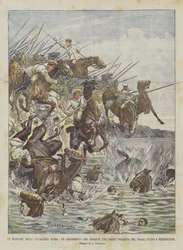 Les manœuvres de la cavalerie russe, un régiment précipité dans la Volga près de Saint-Pétersbourg